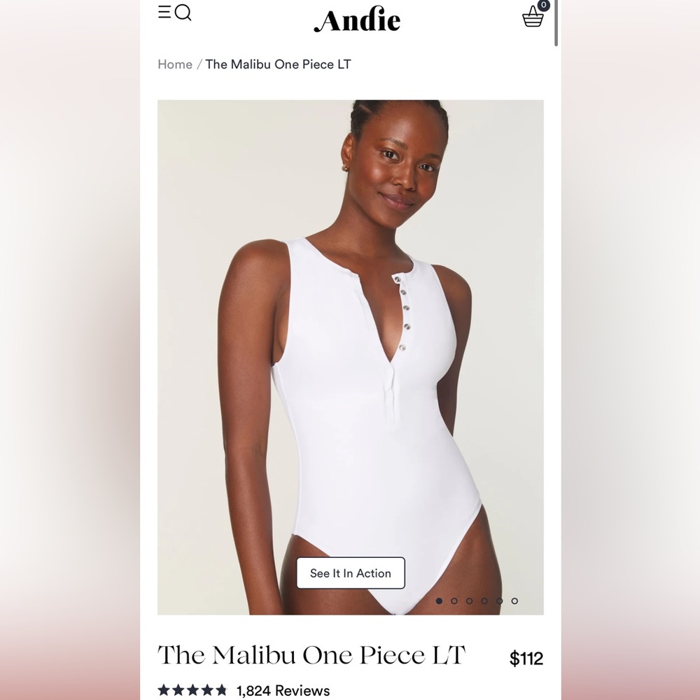 Andie Swimsuit - White - The Malibu One Piece, Long Torso, Size Small